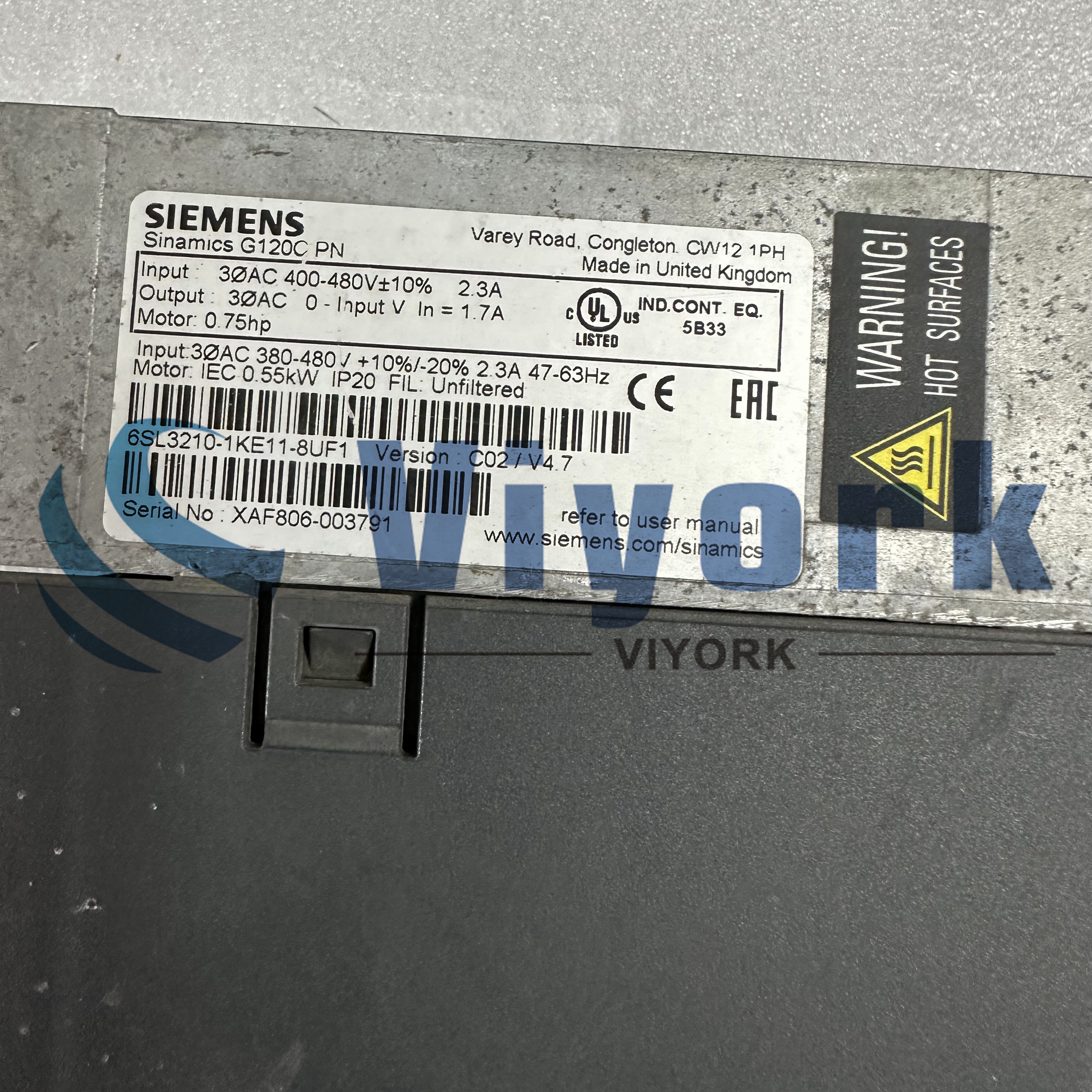 Siemens Sinamics G120C PN Frequency Inverter Drive, 6SL3210-1KE11-8UF1 | 0.55kW