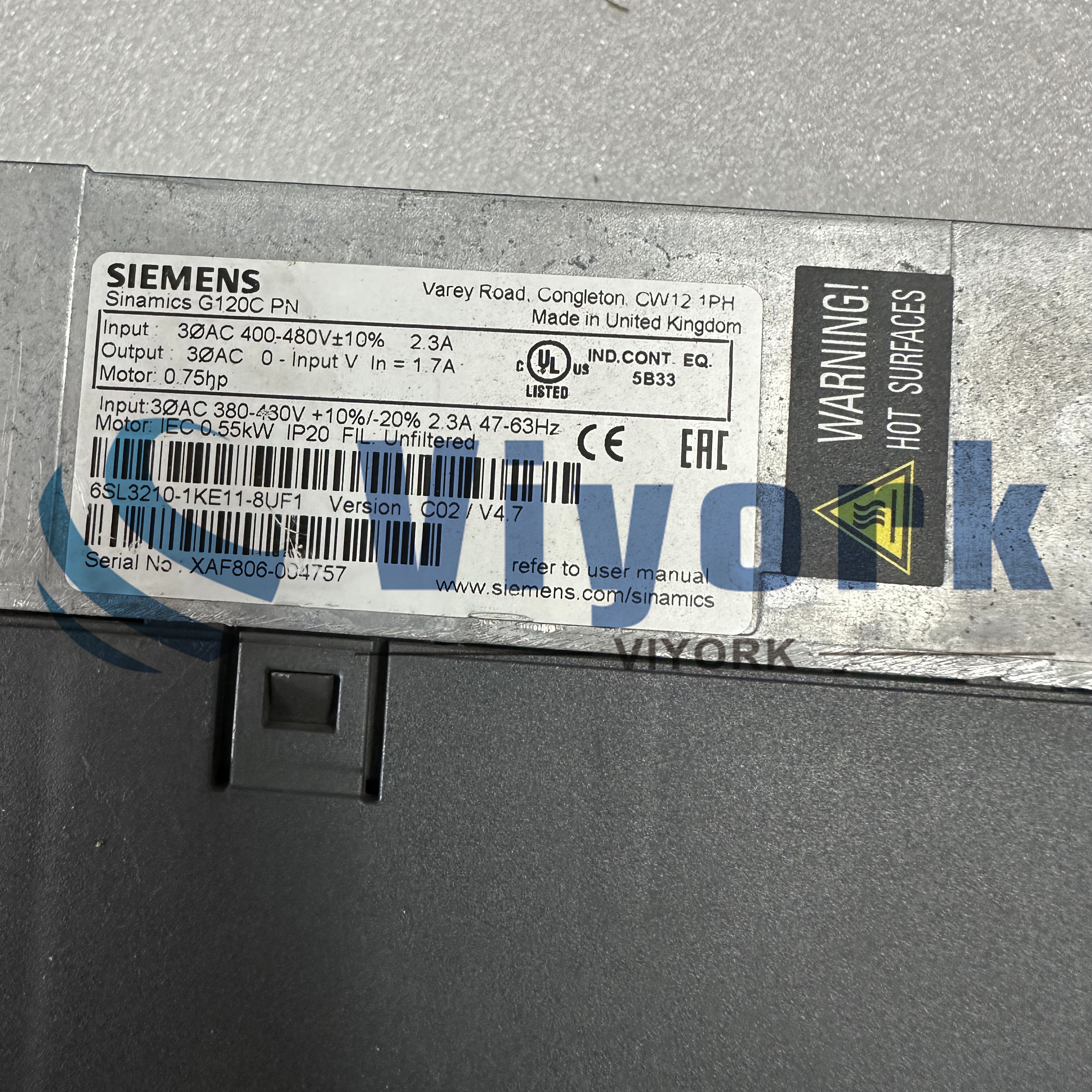 Siemens Sinamics G120C PN Frequency Inverter Drive, 6SL3210-1KE11-8UF1 | 0.55kW